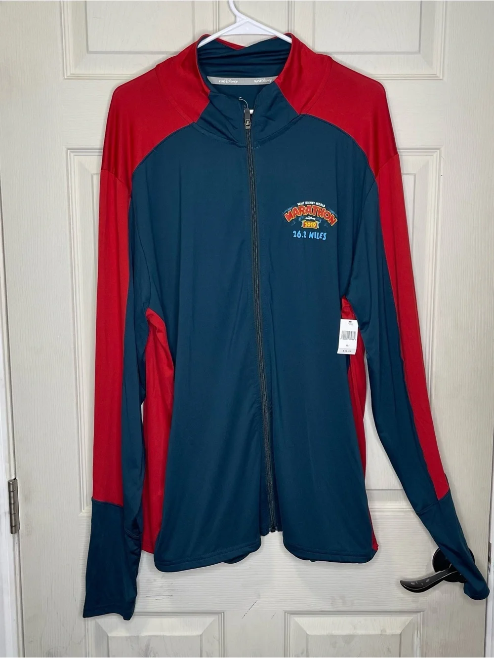 Walt Disney World Run Disney Men’s Full Zip Track Jacket In Red and Navy Blue